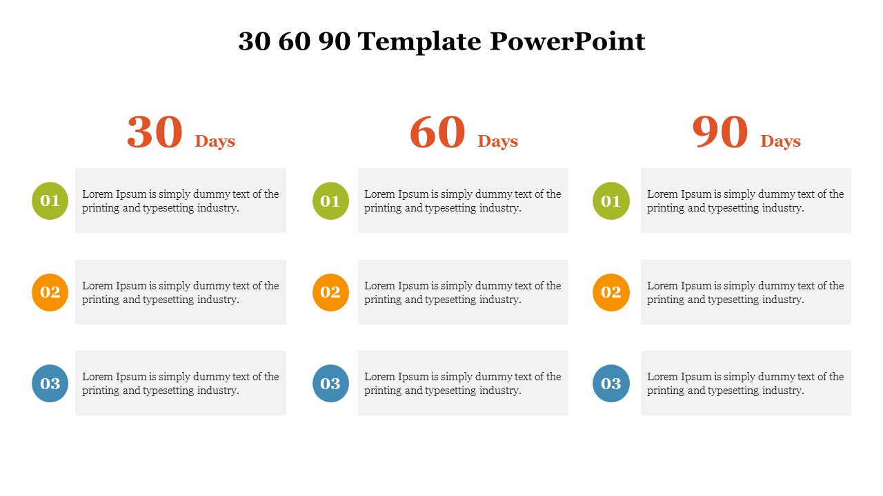 30 60 90 Template PowerPoint